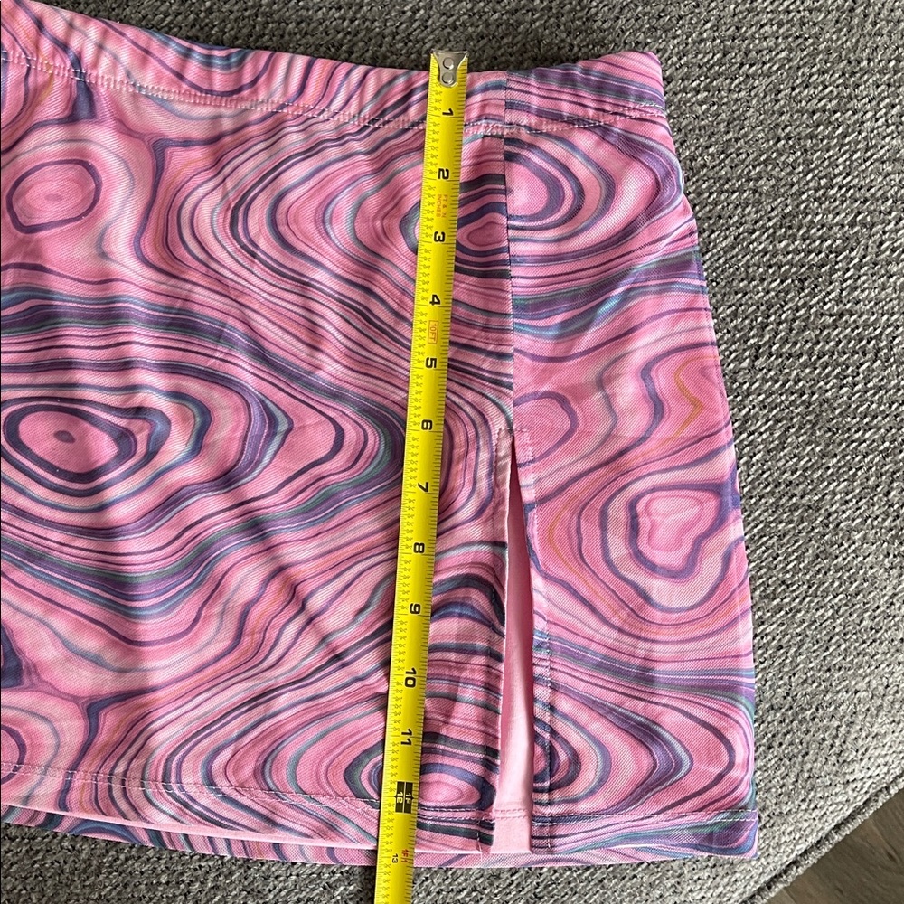 White Fox Pink Marble-Print Mini Skirt with Front Slit - Picture 4 of 4